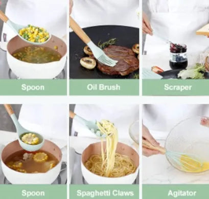 Kit de Colheres de Silicone para Cozinha