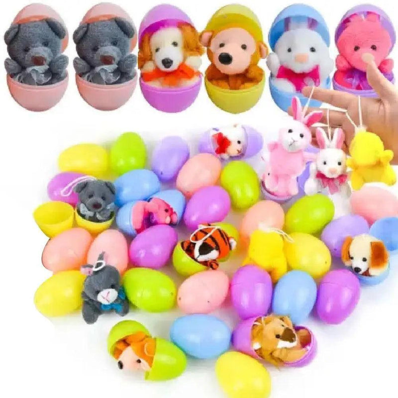 Ovos de Páscoa Plásticos com Brinquedo de Pelúcia